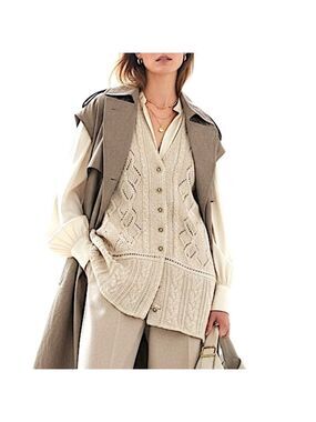 Vintage 80s 90s Parkhurst Canadian made beige boxy oversized knit sweater vest M